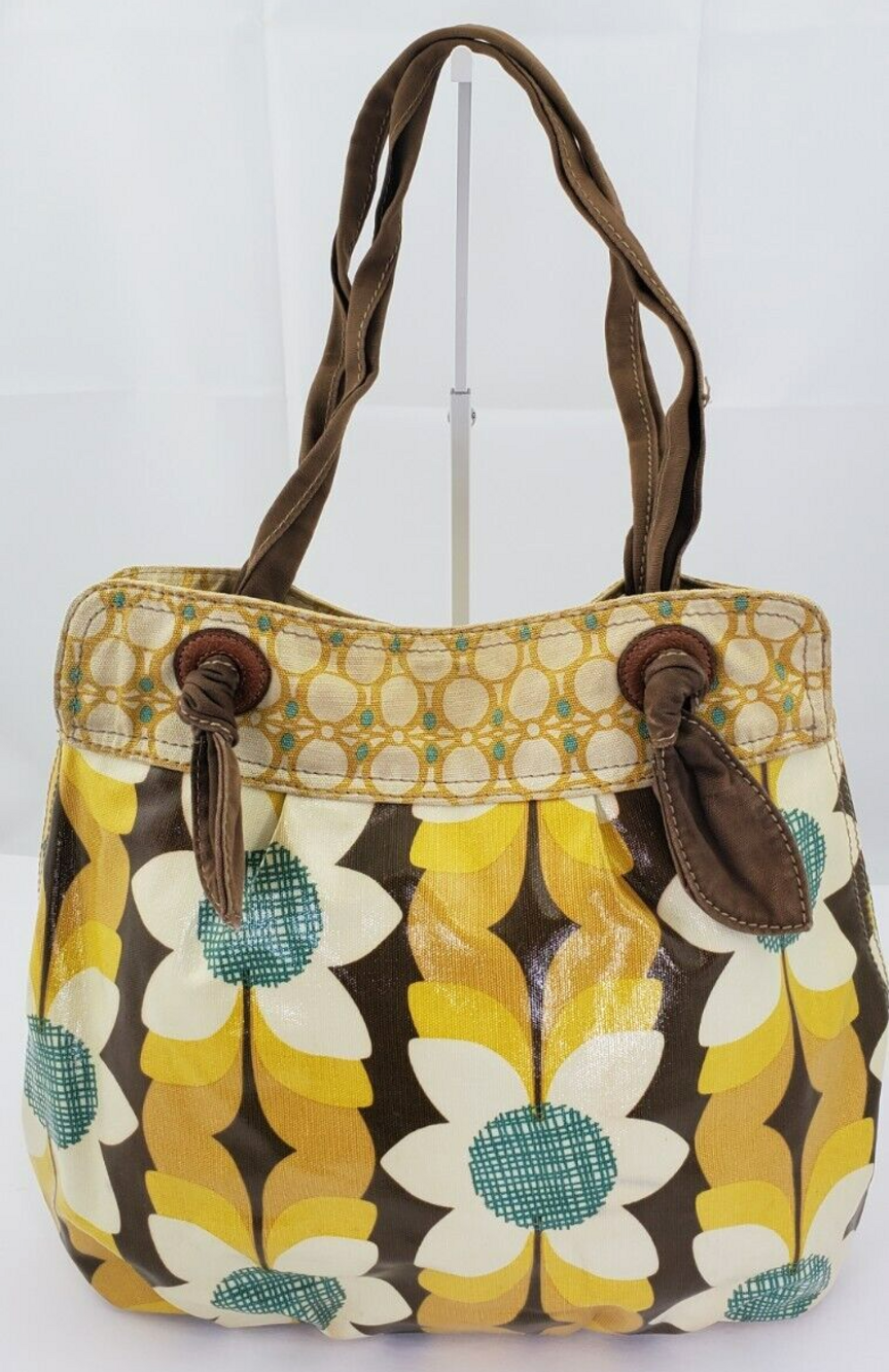 Fossil KeyPer Coated Canvas Tote Floral/Sun Flowers Tote Shoulder Bag Used
